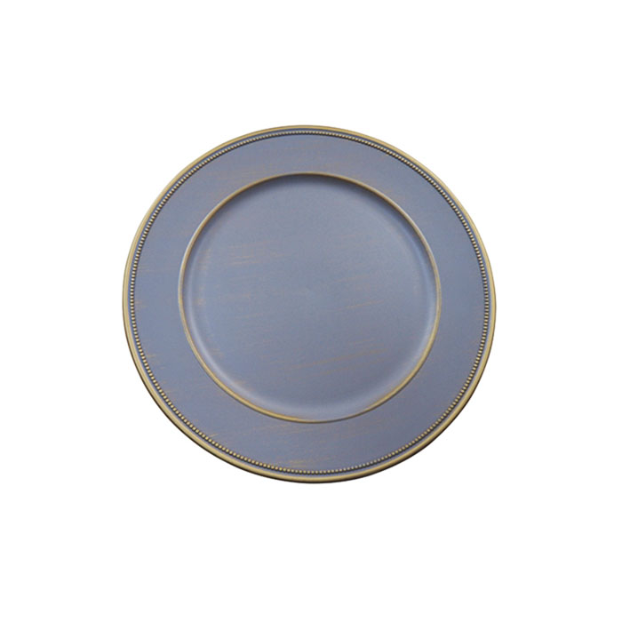 Gold Rim Antique Grey Disposable Wedding Charger Plates
