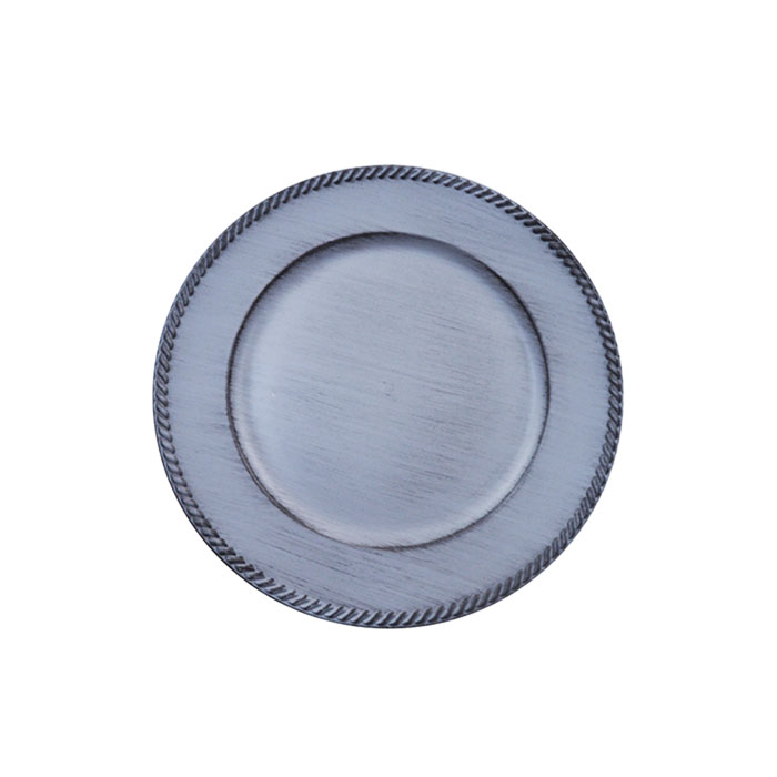 Round Beaded Grey Dinner Charger Plates