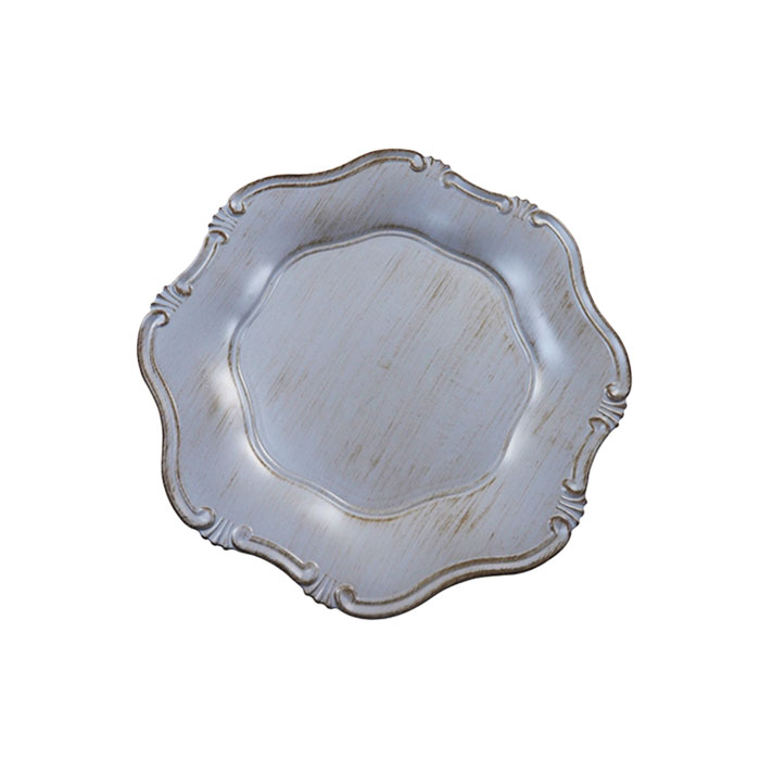 Round Grey Distressed Edge Charger Plates