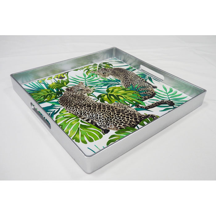 Plastic Serving Tray with Leopard Paper (39353502P)